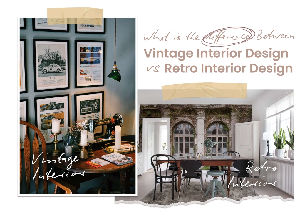 What is the different between vintage interior design with retro design?